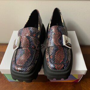 Multi color reptile print lug xole loafers